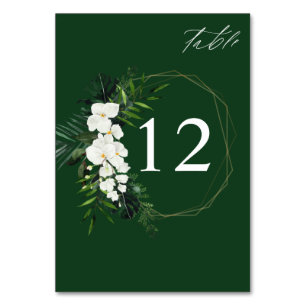 Tropisch palm & wit Floral Table Number - Groen Kaart