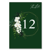 Tropisch palm & wit Floral Table Number - Groen Kaart (Achterkant)