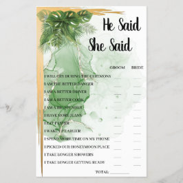 Tropisch palm zei dat ze zei dat Vrijgezellenfeest Flyer
