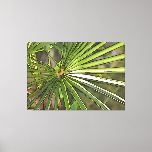 Tropisch palm zwart omlijnde kunst canvas afdruk (Voorkant)