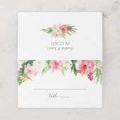 Tropisch palmbanaan lef blush Floral Wedding Plaatskaartje (Buitenkant ongevouwen)