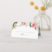 Tropisch palmbanaan lef blush Floral Wedding Plaatskaartje (Voorkant)