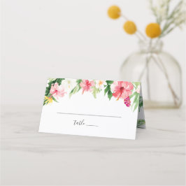Tropisch palmbanaan lef blush Floral Wedding Plaatskaartje