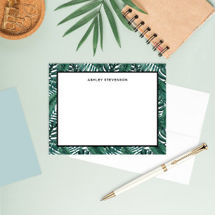 Tropisch palmbblad landschap monogram notitiekaartje