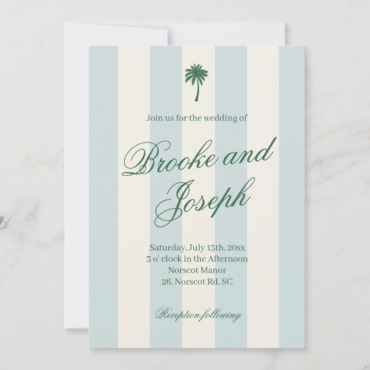 Tropisch palmbebladerd cabana strand retro blauwe kaart (Voorkant)