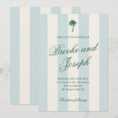 Tropisch palmbebladerd cabana strand retro blauwe kaart (Voorkant / Achterkant)