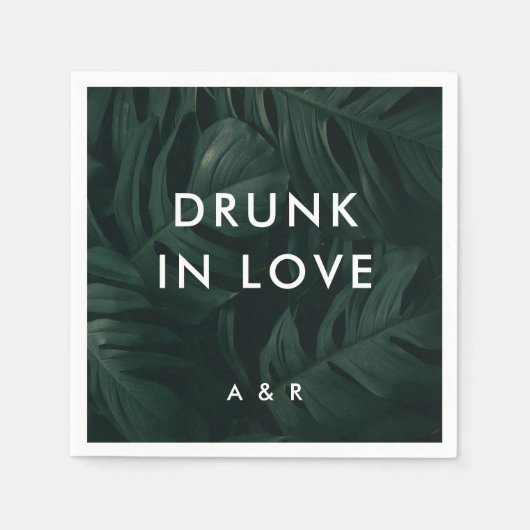 Tropisch palmbestemmingshuwelijk Drink in liefde Servet (Voorkant)