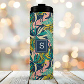 Tropisch palmblaaspatroon met balkpatroon thermosbeker