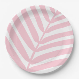 Tropisch palmblad Baby roze Papieren Bordje