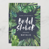 Tropisch palmblad Bridal doudauitnodiging Save The Date (Voorkant / Achterkant)