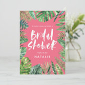 Tropisch palmblad Bridal doudauitnodiging Save The Date (Staand voorkant)