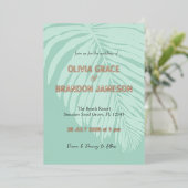 Tropisch palmblad bruiloft  folie uitnodiging (Staand Voorkant)