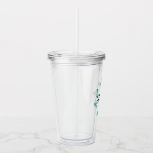 Tropisch palmblad bruiloft Logo Jubileum Acryl Drinkbeker (Rechts)