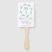 Tropisch Palmblad Circulair Logo Trouwprogramma Handwaaier (Voorkant)