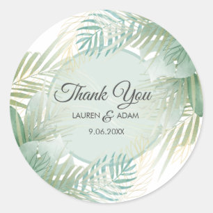 Tropisch Palmblad Dank U Trouw Geschenk Ronde Sticker