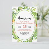 Tropisch Palmblad Eiland Krans Trouwreceptie Kaart (Staand voorkant)