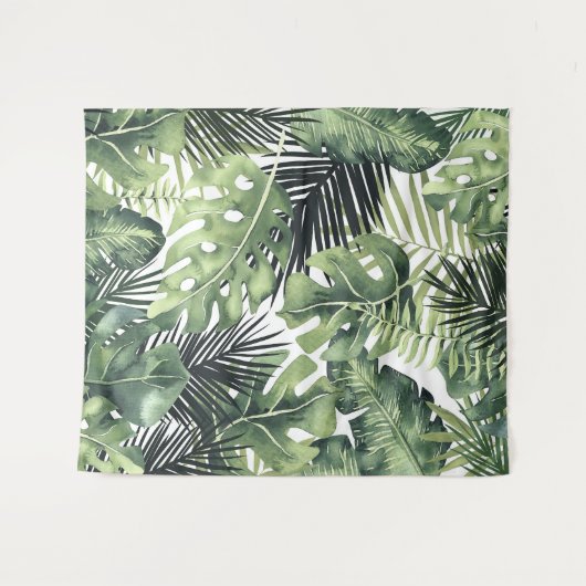 Tropisch palmblad eiland paradijs achtergrond wandkleed (Voorkant (horizontaal))