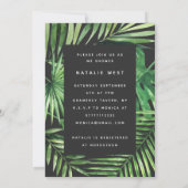 Tropisch palmblad en baby shower met goudscript save the date (Achterkant)