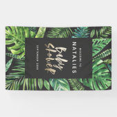 Tropisch palmblad en baby shower met script spandoek (Horizontaal)