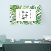 Tropisch palmblad en baby shower met script spandoek (Beurs)