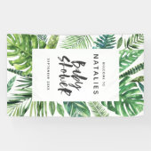Tropisch palmblad en baby shower met script spandoek (Horizontaal)