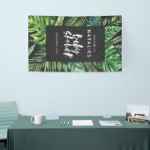 Tropisch palmblad en baby shower met script spandoek (Beurs)