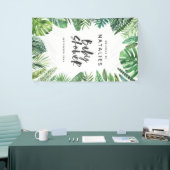 Tropisch palmblad en baby shower met script spandoek (Beurs)