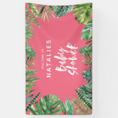 Tropisch palmblad en baby shower met script spandoek (Verticaal)
