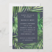 Tropisch palmblad en baby shower-uitnodiging voor  save the date (Achterkant)