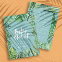 Tropisch palmblad en baby shower-uitnodiging voor