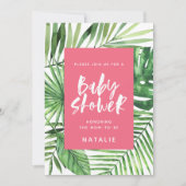 Tropisch palmblad en baby shower-uitnodiging voor  save the date (Voorkant)