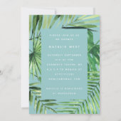 Tropisch palmblad en baby shower-uitnodiging voor  save the date (Achterkant)