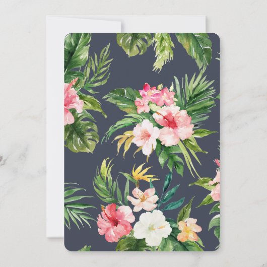 Tropisch palmblad en bladerblad met waterverf van  save the date (Achterkant)