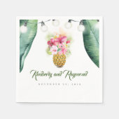 Tropisch palmblad en bloemig ananas vaas strand servet (Voorkant)