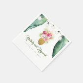 Tropisch palmblad en bloemig ananas vaas strand servet (Hoek)