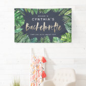 Tropisch palmblad en gouden bachelorette met scrip spandoek (Insitu)