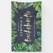 Tropisch palmblad en gouden bachelorette met scrip spandoek (Verticaal)