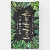 Tropisch palmblad en gouden bachelorette met scrip spandoek (Verticaal)