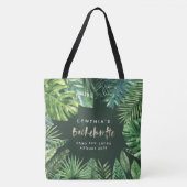 Tropisch palmblad en gouden bachelorette met scrip tote bag (Voorkant)