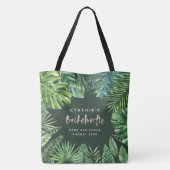 Tropisch palmblad en gouden bachelorette met scrip tote bag (Achterkant)
