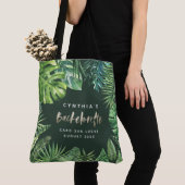 Tropisch palmblad en gouden bachelorette met scrip tote bag (Dichtbij)