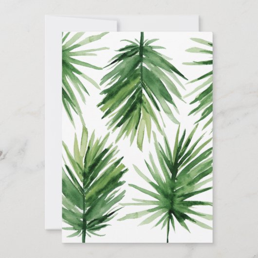 Tropisch palmblad en goudschrift save the date (Achterkant)