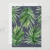 Tropisch palmblad en goudschrift save the date (Achterkant)