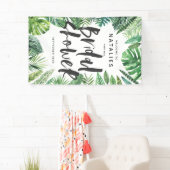 Tropisch palmblad en virtueel vrijgezellenfeest me spandoek (Insitu)