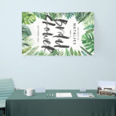 Tropisch palmblad en virtueel vrijgezellenfeest me spandoek (Beurs)