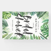 Tropisch palmblad en virtueel vrijgezellenfeest me spandoek (Horizontaal)