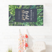 Tropisch palmblad en vrijgezellenfeest met gouden  spandoek (Insitu)