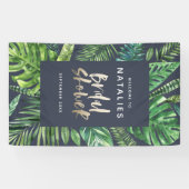 Tropisch palmblad en vrijgezellenfeest met gouden  spandoek (Horizontaal)