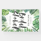 Tropisch palmblad en vrijgezellenfeest met script spandoek (Horizontaal)