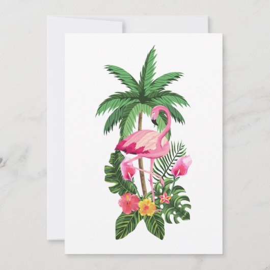 Tropisch palmblad Flamingo Baby shower Kaart (Achterkant)